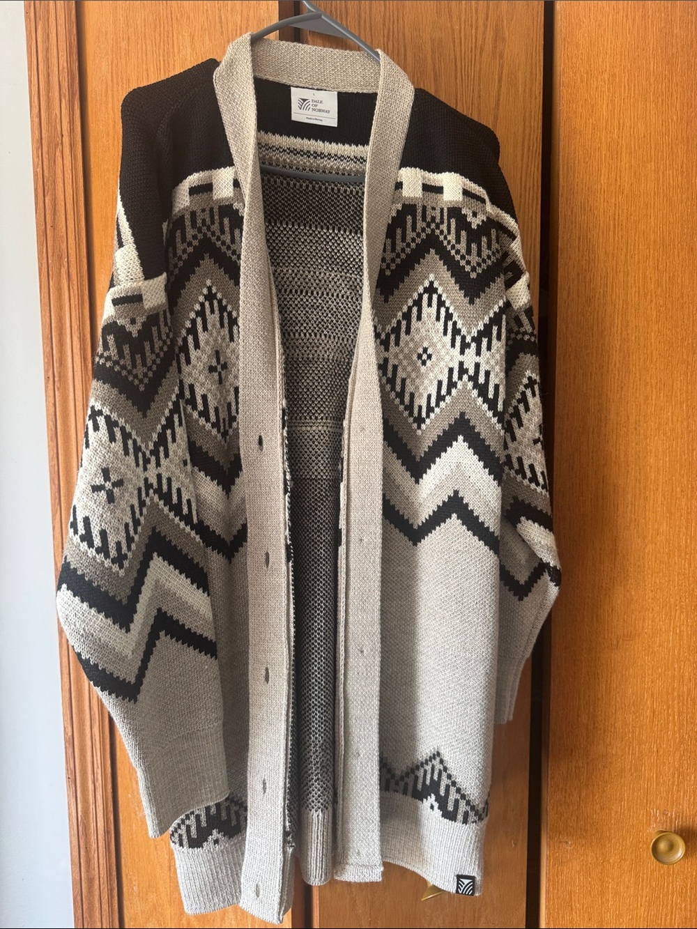 Dale of Norway Gray and Black Geometric Knit Cardigan